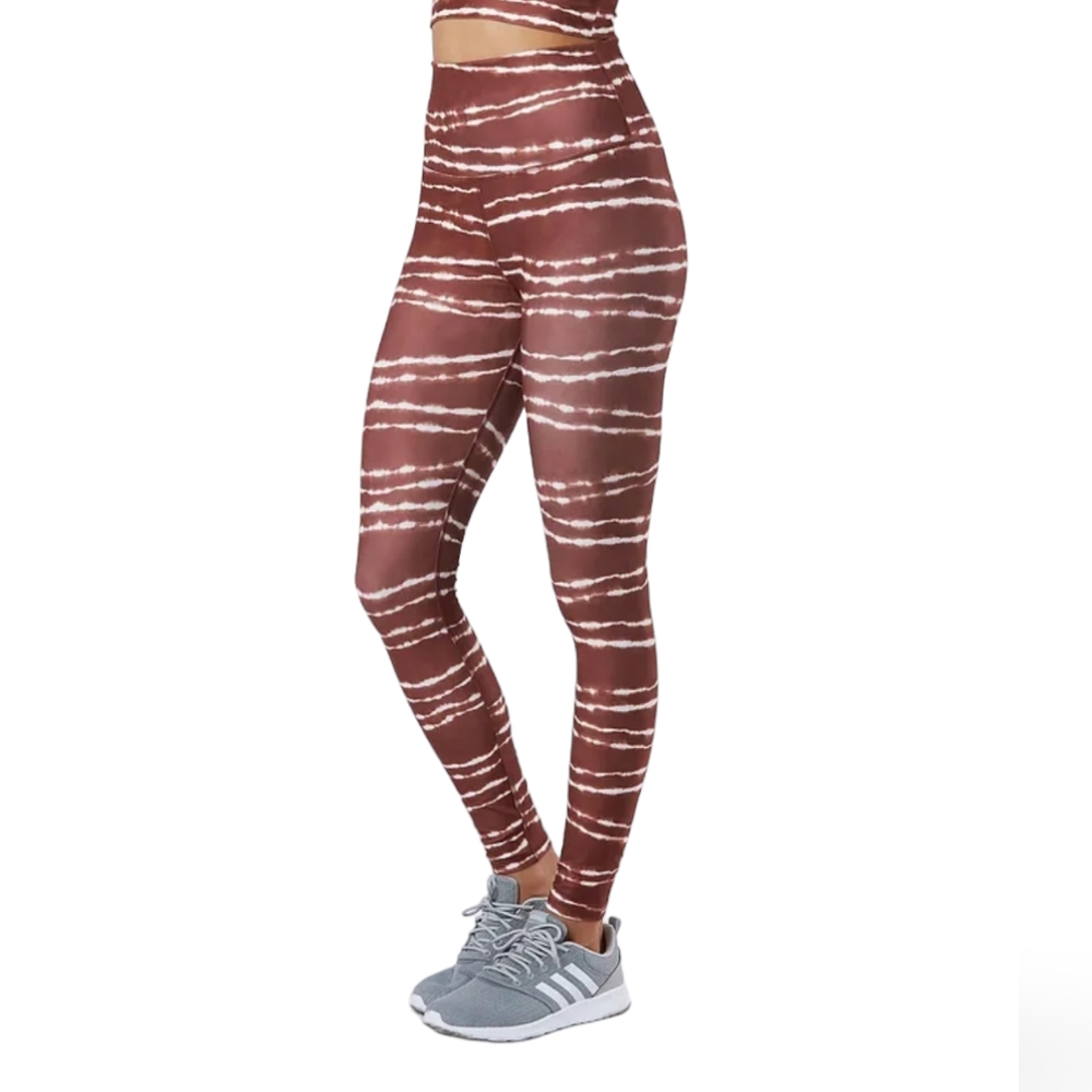 NWT Scorpio Sol Vinyasa High Waist Legging in Dark Copper Stripe Tie-dye